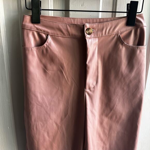 Kittenish Vegan Faux Leather Blush Pink Pants - Picture 3 of 7